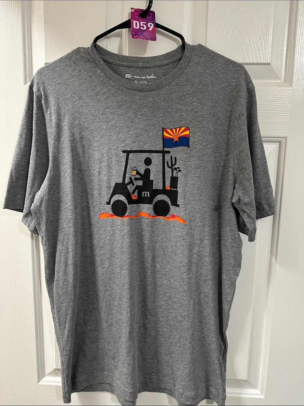 Travis Mathew Gray Short-Sleeve Tee with Desert Vehicle Graphic